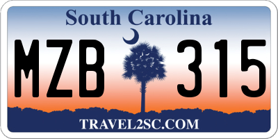 SC license plate MZB315