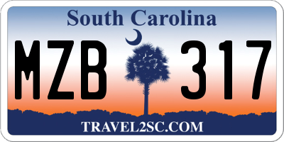 SC license plate MZB317