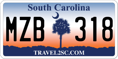 SC license plate MZB318