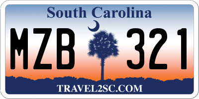 SC license plate MZB321