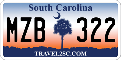 SC license plate MZB322
