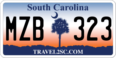 SC license plate MZB323