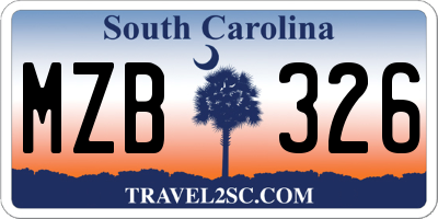SC license plate MZB326