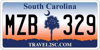 SC license plate MZB329