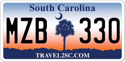 SC license plate MZB330