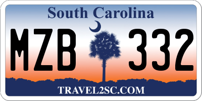 SC license plate MZB332