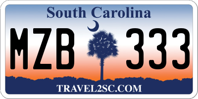 SC license plate MZB333