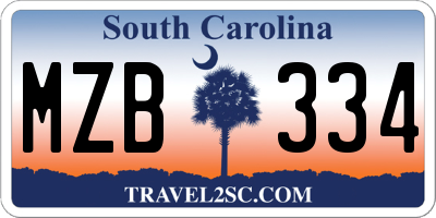 SC license plate MZB334
