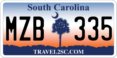 SC license plate MZB335