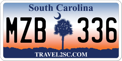 SC license plate MZB336