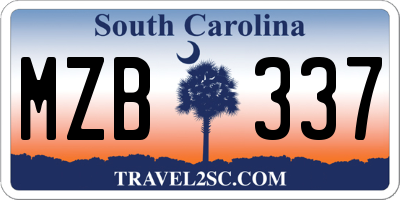 SC license plate MZB337