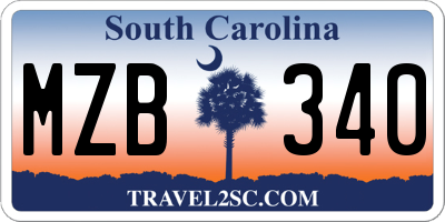 SC license plate MZB340