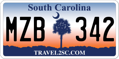 SC license plate MZB342