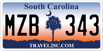 SC license plate MZB343