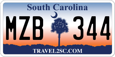 SC license plate MZB344