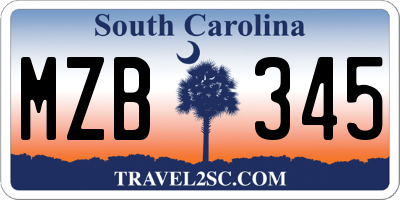 SC license plate MZB345