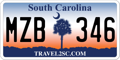 SC license plate MZB346