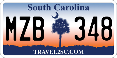SC license plate MZB348