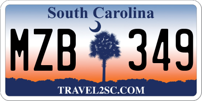 SC license plate MZB349