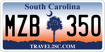SC license plate MZB350