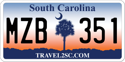 SC license plate MZB351