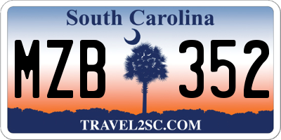 SC license plate MZB352