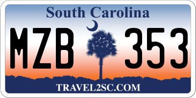 SC license plate MZB353