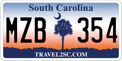 SC license plate MZB354