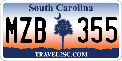 SC license plate MZB355