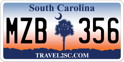 SC license plate MZB356