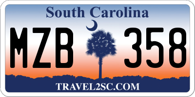 SC license plate MZB358