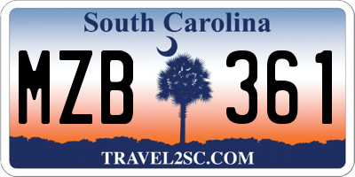 SC license plate MZB361