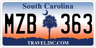 SC license plate MZB363