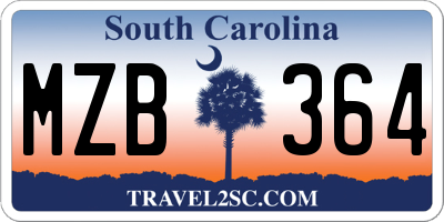 SC license plate MZB364
