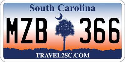 SC license plate MZB366