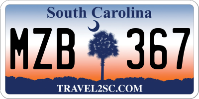 SC license plate MZB367
