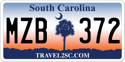 SC license plate MZB372
