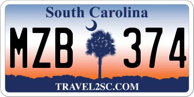 SC license plate MZB374