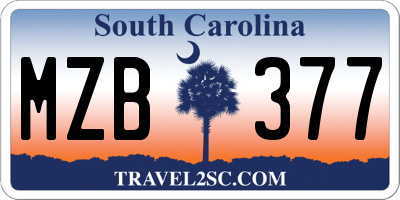SC license plate MZB377