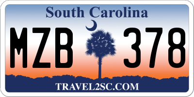 SC license plate MZB378
