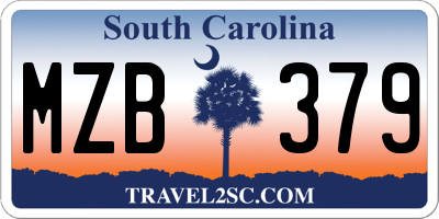 SC license plate MZB379
