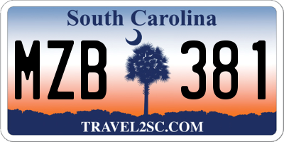 SC license plate MZB381