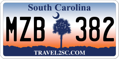 SC license plate MZB382