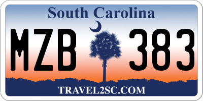 SC license plate MZB383