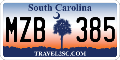 SC license plate MZB385