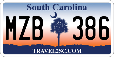 SC license plate MZB386