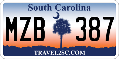 SC license plate MZB387