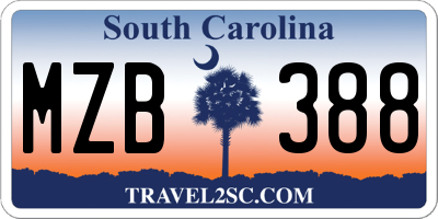 SC license plate MZB388