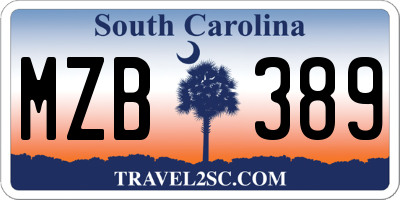 SC license plate MZB389