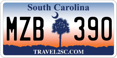 SC license plate MZB390